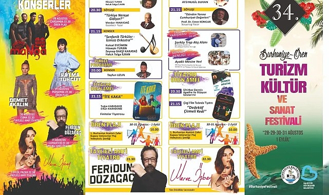 Burhaniye Belediyesi tarafından bu yıl 34.’sü düzenlenecek Burhaniye-Ören Turizm, Kültür ve Sanat Festivali’nin programı açıklandı.