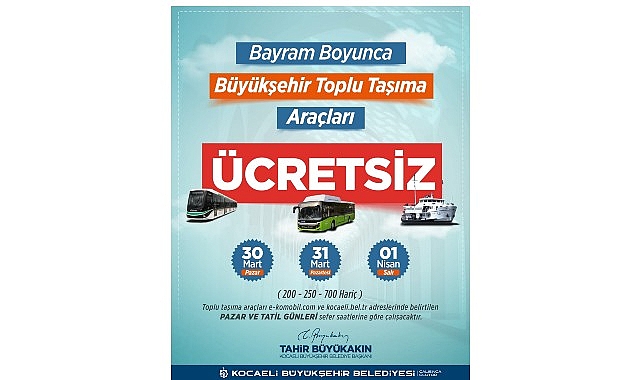 Bayram boyunca ulaşım ücretsiz